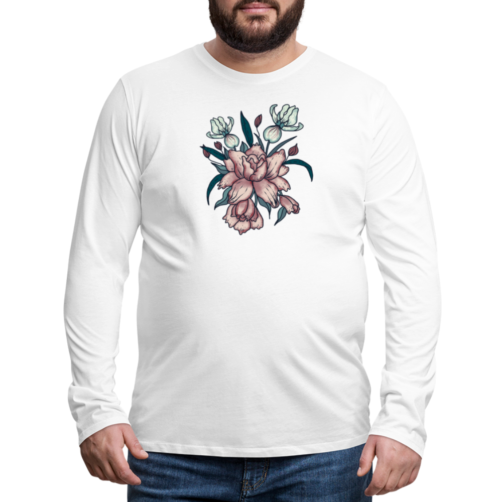Männer Premium Langarmshirt - "Vintage-Orchideen" - Hinter dem Mond
