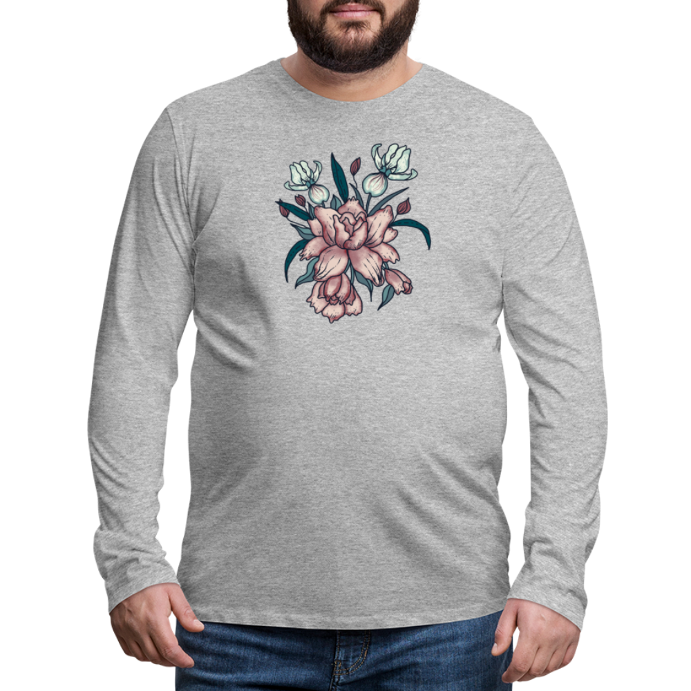 Männer Premium Langarmshirt - "Vintage-Orchideen" - Hinter dem Mond