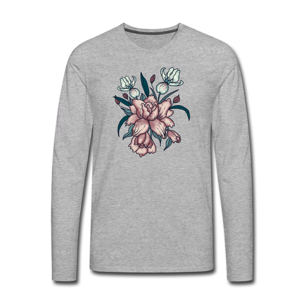 Männer Premium Langarmshirt - "Vintage-Orchideen" - Hinter dem Mond