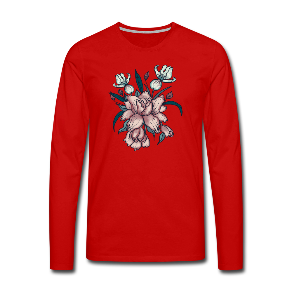 Männer Premium Langarmshirt - "Vintage-Orchideen" - Hinter dem Mond