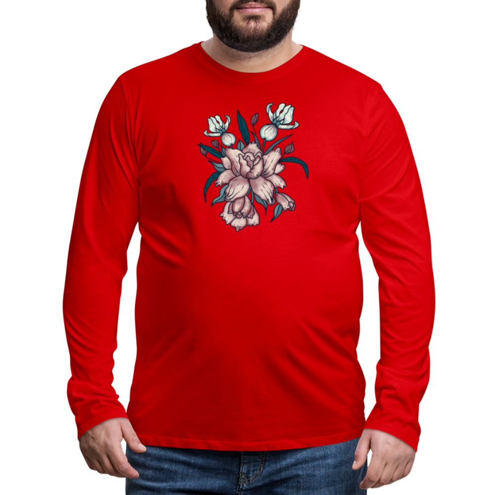 Männer Premium Langarmshirt - "Vintage-Orchideen" - Hinter dem Mond