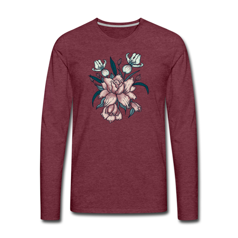 Männer Premium Langarmshirt - "Vintage-Orchideen" - Hinter dem Mond