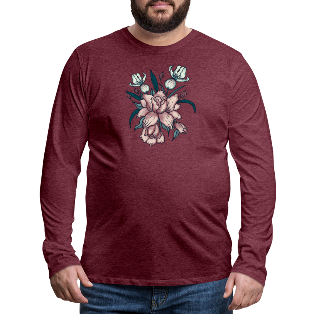 Männer Premium Langarmshirt - "Vintage-Orchideen" - Hinter dem Mond