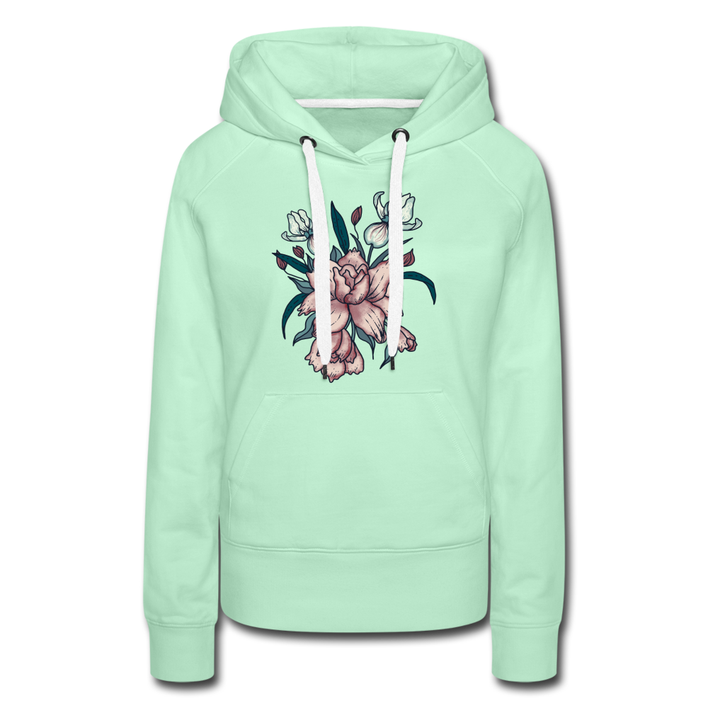 Frauen Premium Hoodie - "Vintage-Orchideen" - Hinter dem Mond