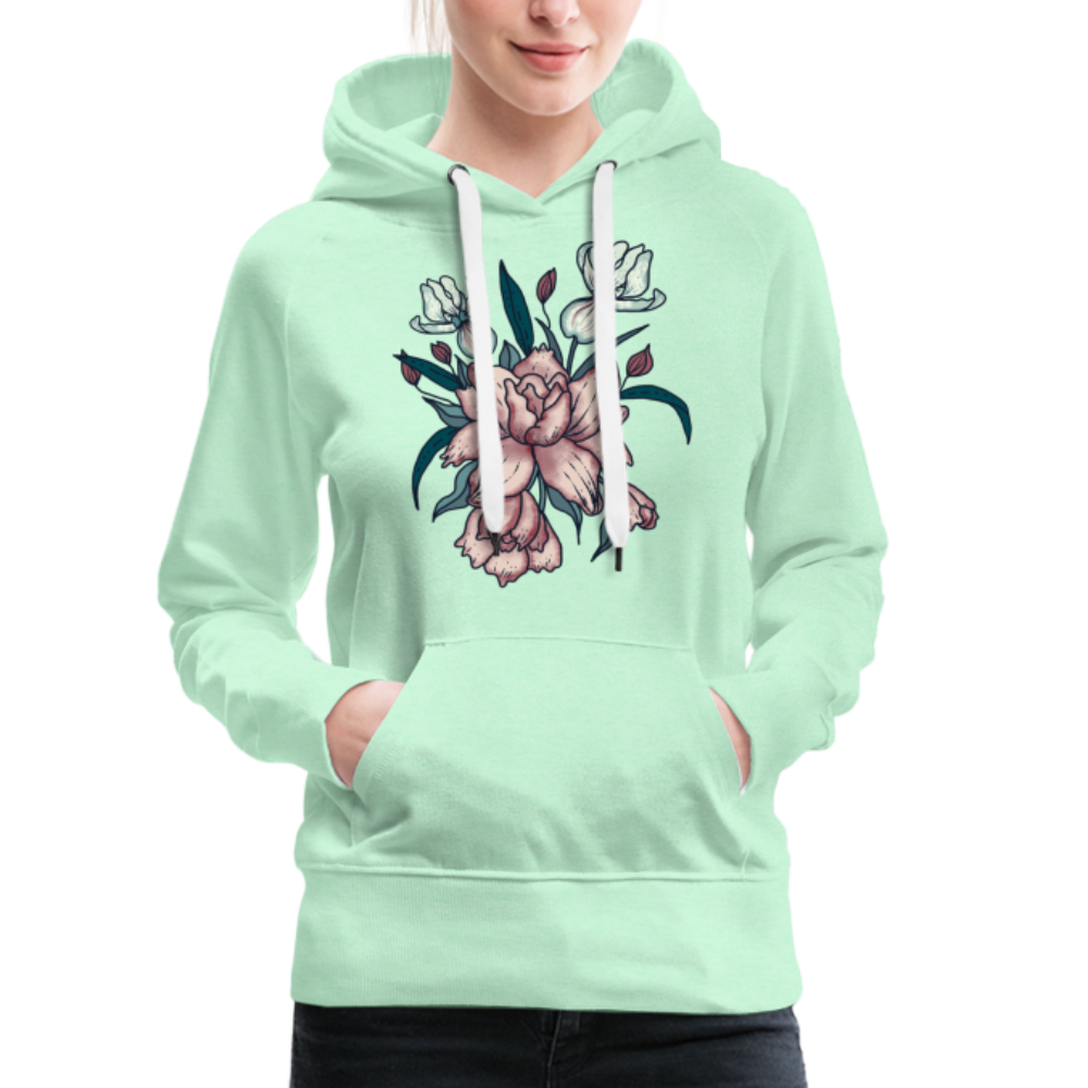 Frauen Premium Hoodie - "Vintage-Orchideen" - Hinter dem Mond