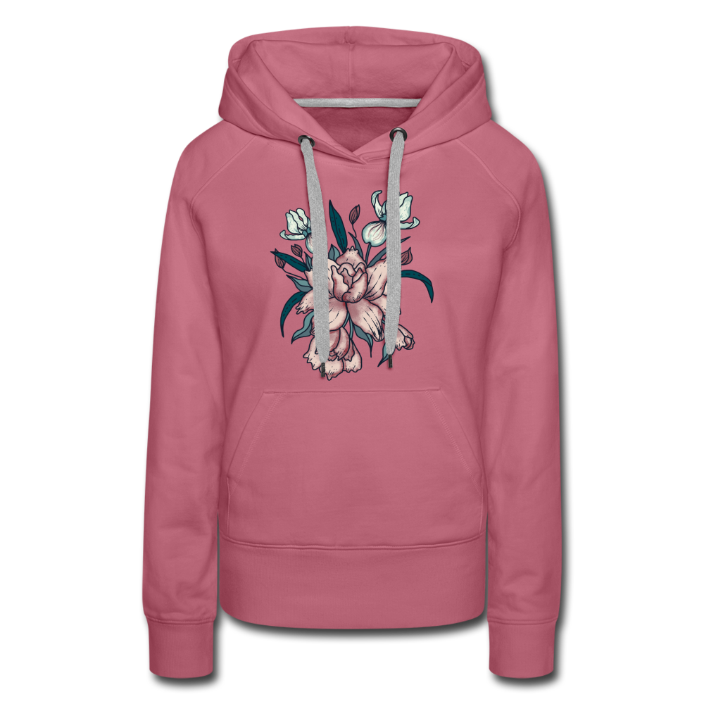 Frauen Premium Hoodie - "Vintage-Orchideen" - Hinter dem Mond