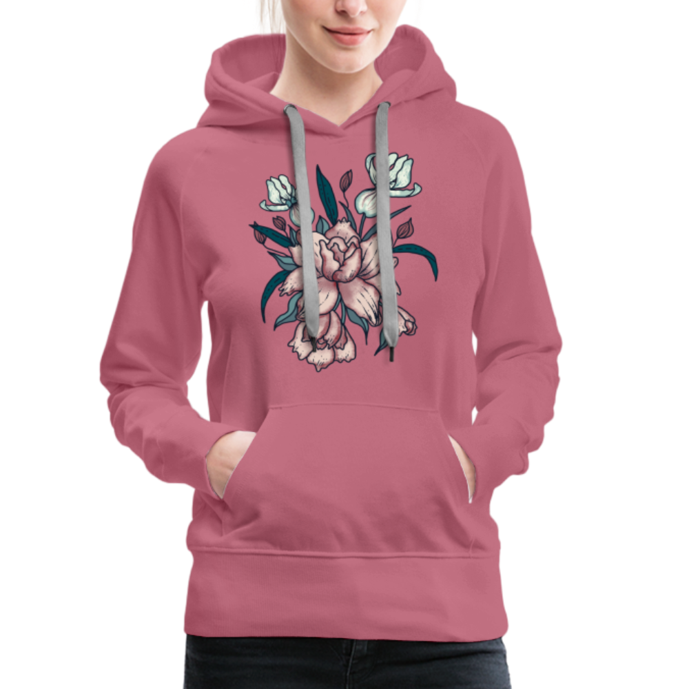 Frauen Premium Hoodie - "Vintage-Orchideen" - Hinter dem Mond
