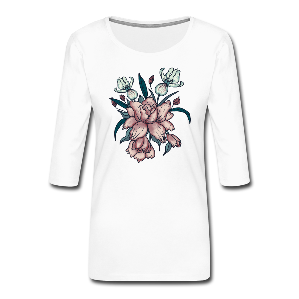 Frauen Premium 3/4-Arm Shirt - "Vintage-Orchideen" - Hinter dem Mond