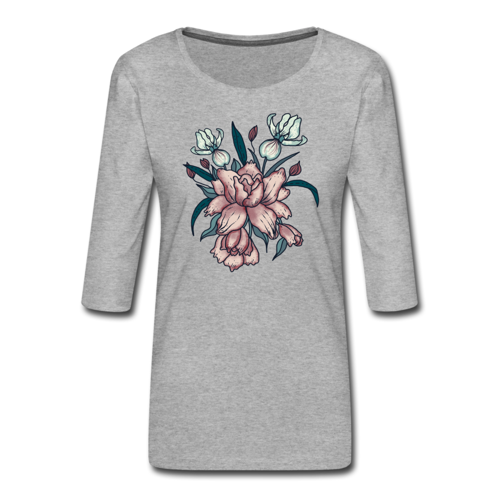 Frauen Premium 3/4-Arm Shirt - "Vintage-Orchideen" - Hinter dem Mond