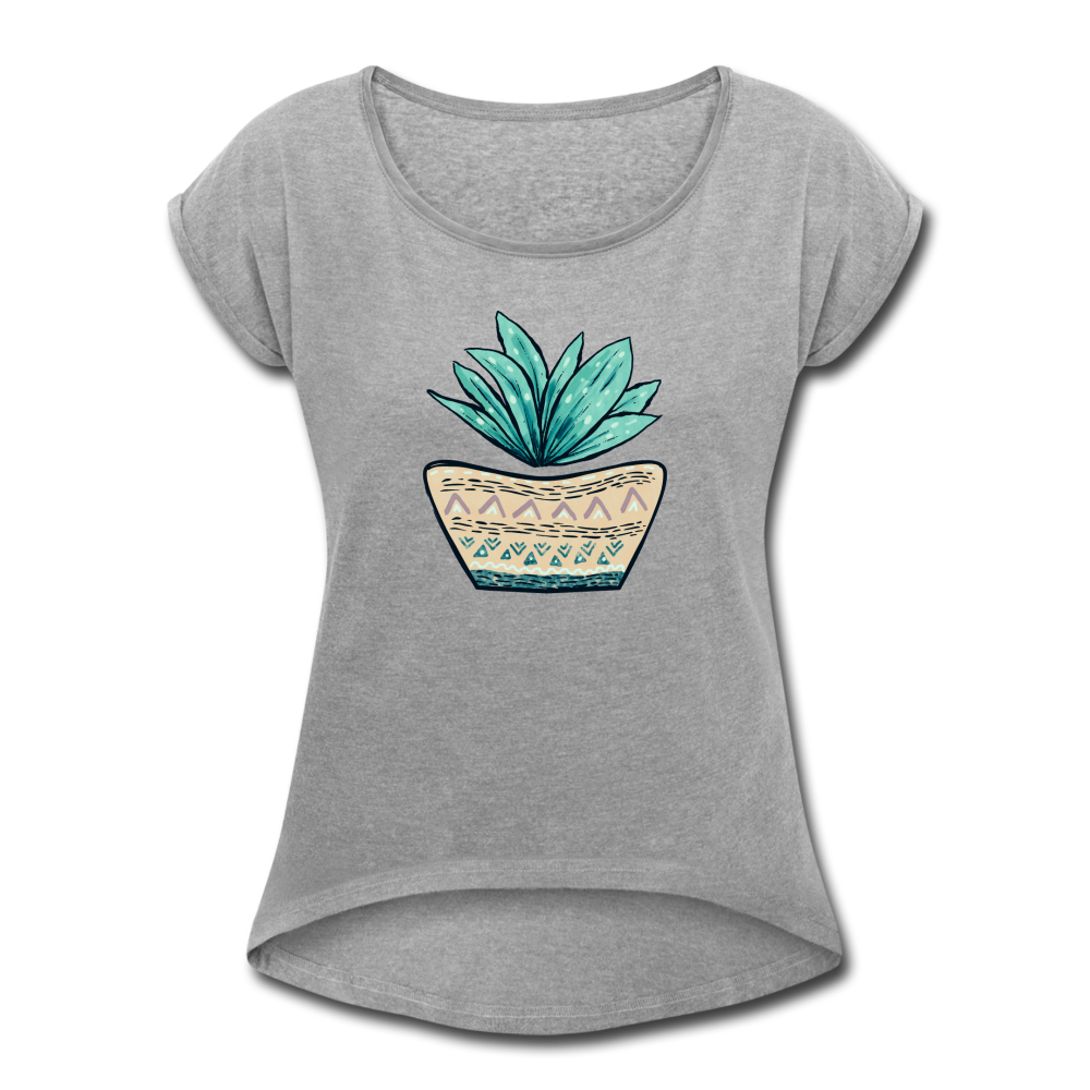 Frauen T-Shirt mit gerollten Ärmeln - Aloe Vera - Hinter dem Mond