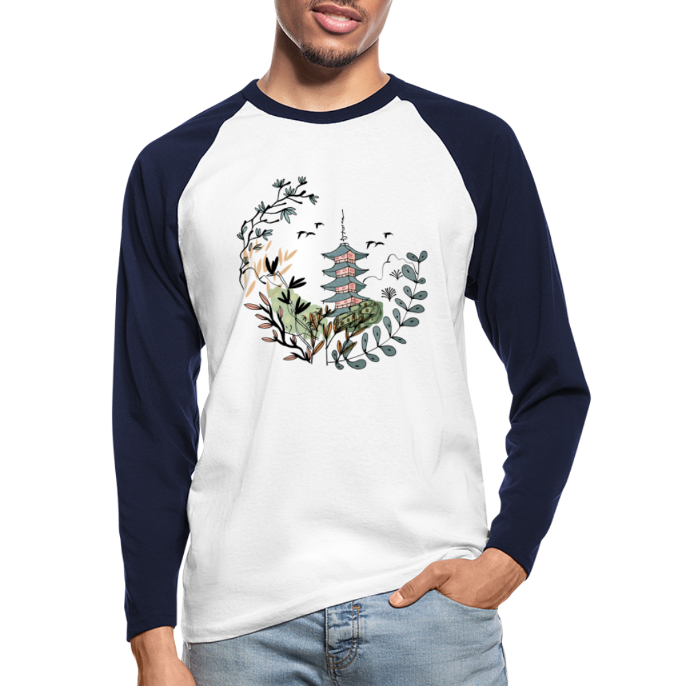 Männer Baseballshirt Langarm - Happy in Japan - Hinter dem Mond