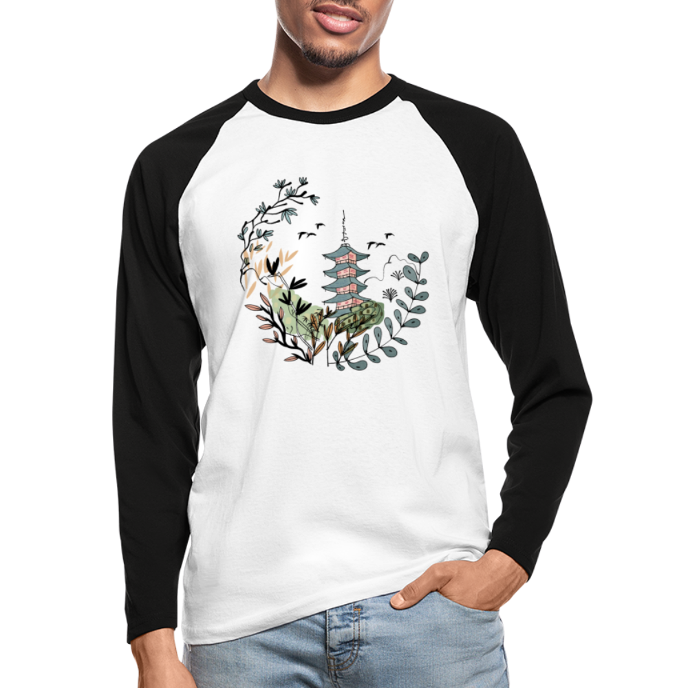 Männer Baseballshirt Langarm - Happy in Japan - Hinter dem Mond