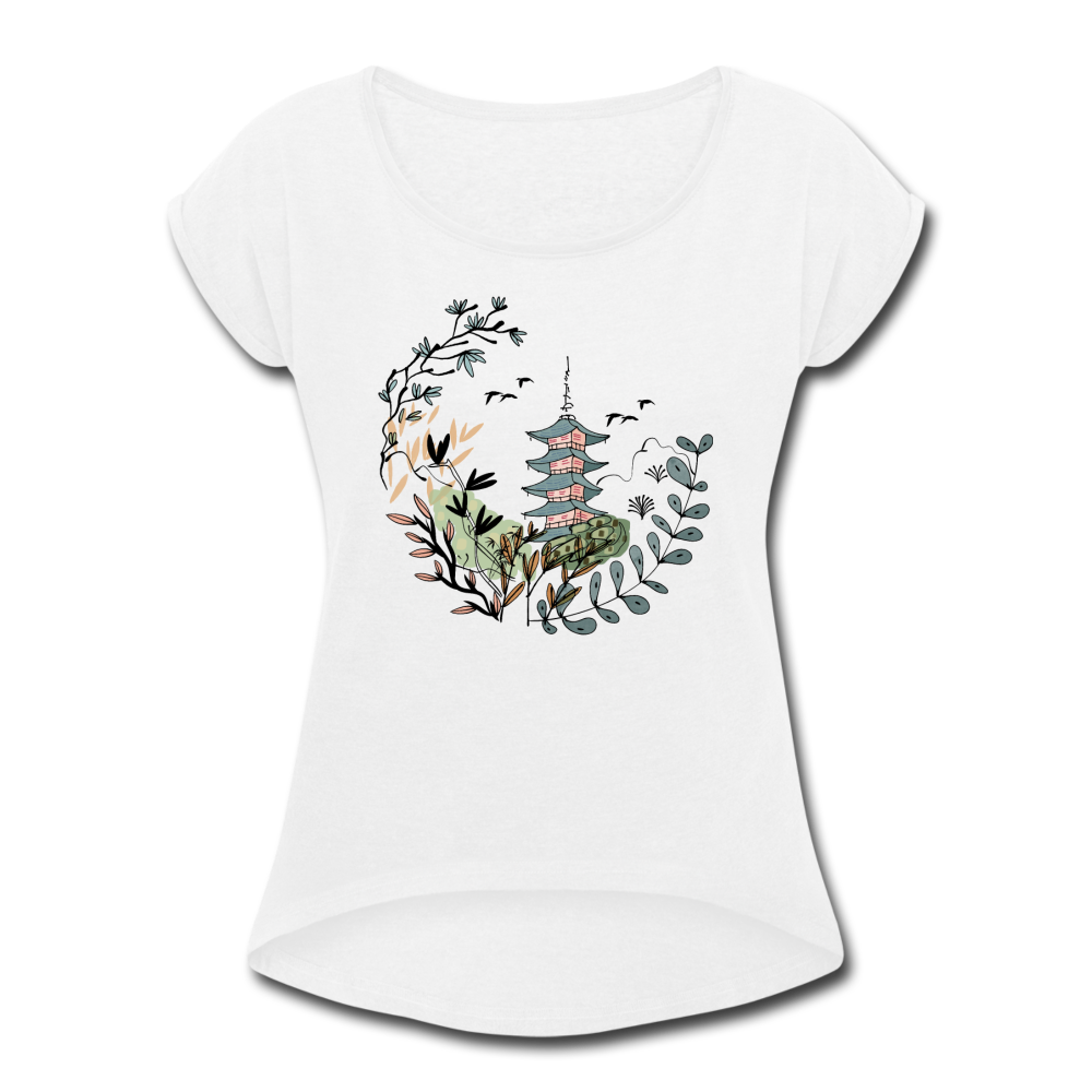 Frauen T-Shirt mit gerollten Ärmeln - Happy in Japan - Hinter dem Mond