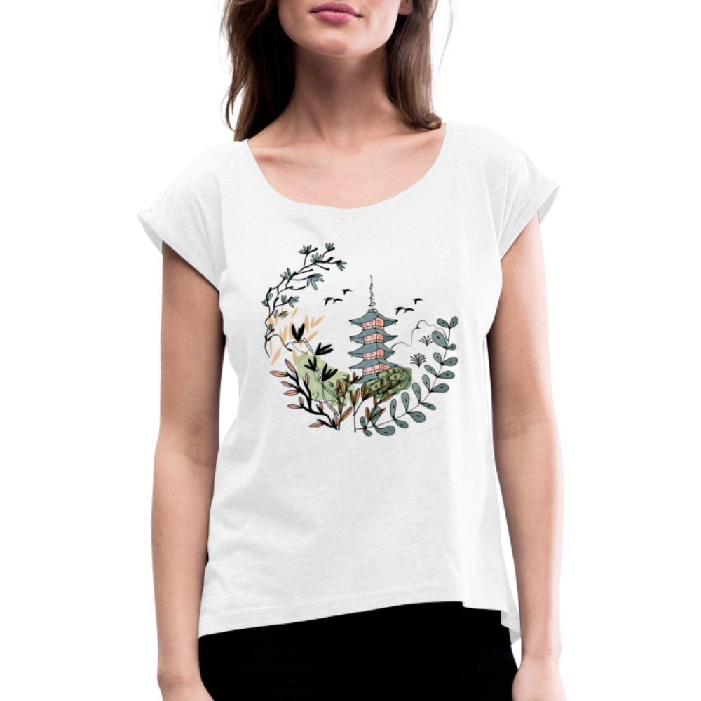 Frauen T-Shirt mit gerollten Ärmeln - Happy in Japan - Hinter dem Mond