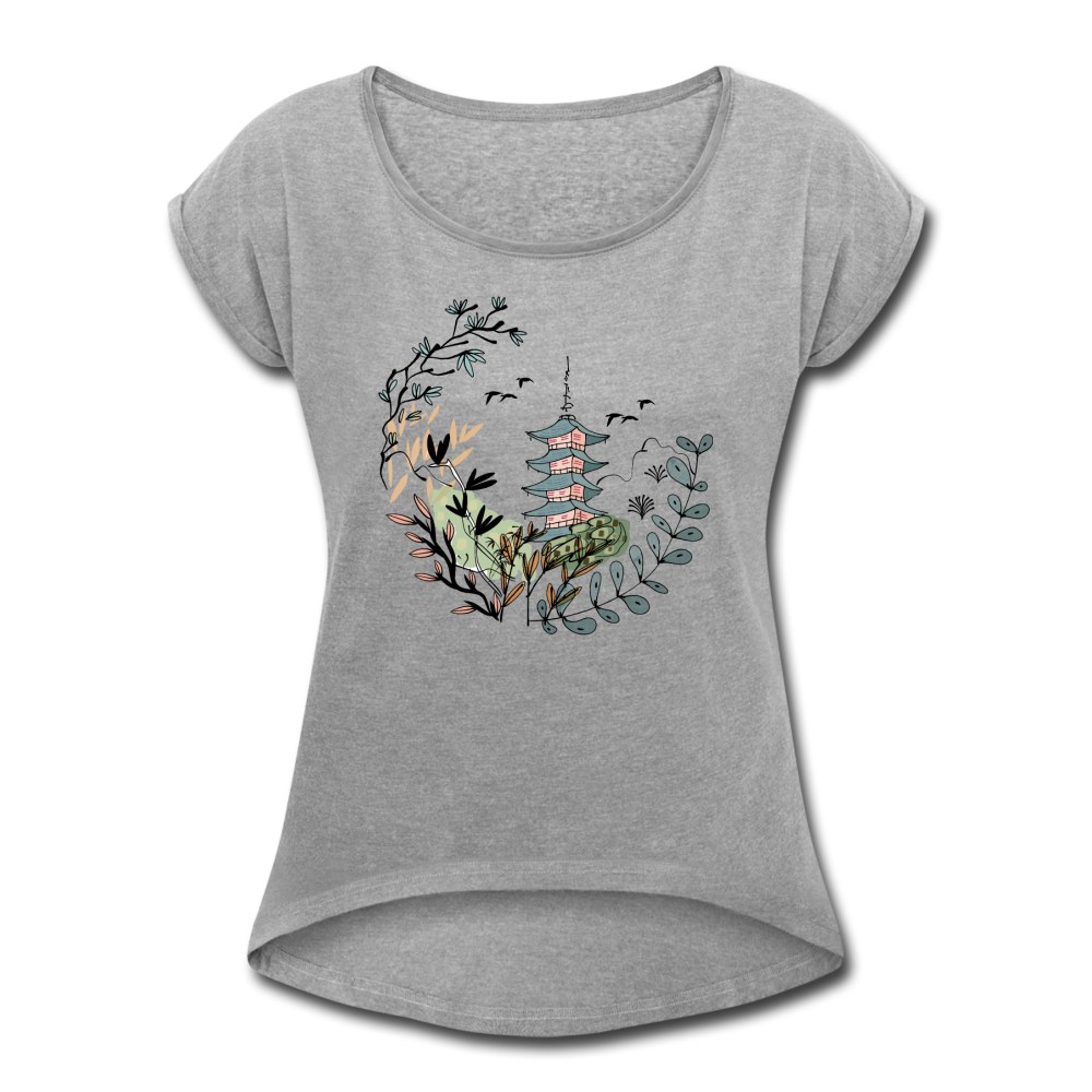 Frauen T-Shirt mit gerollten Ärmeln - Happy in Japan - Hinter dem Mond
