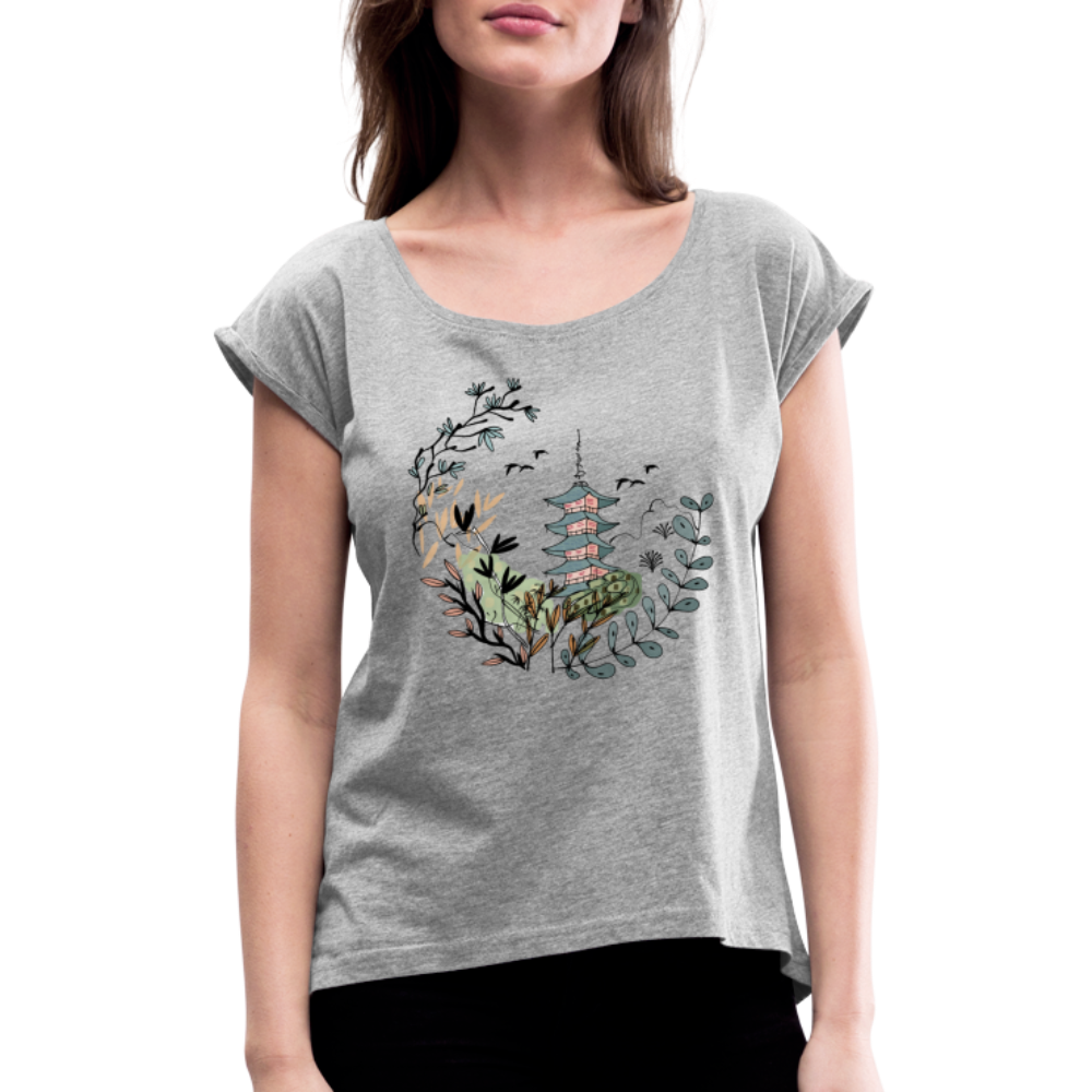 Frauen T-Shirt mit gerollten Ärmeln - Happy in Japan - Hinter dem Mond