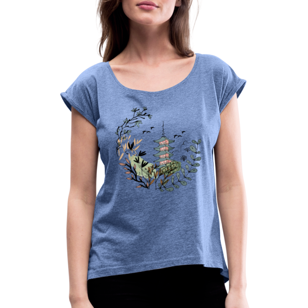 Frauen T-Shirt mit gerollten Ärmeln - Happy in Japan - Hinter dem Mond