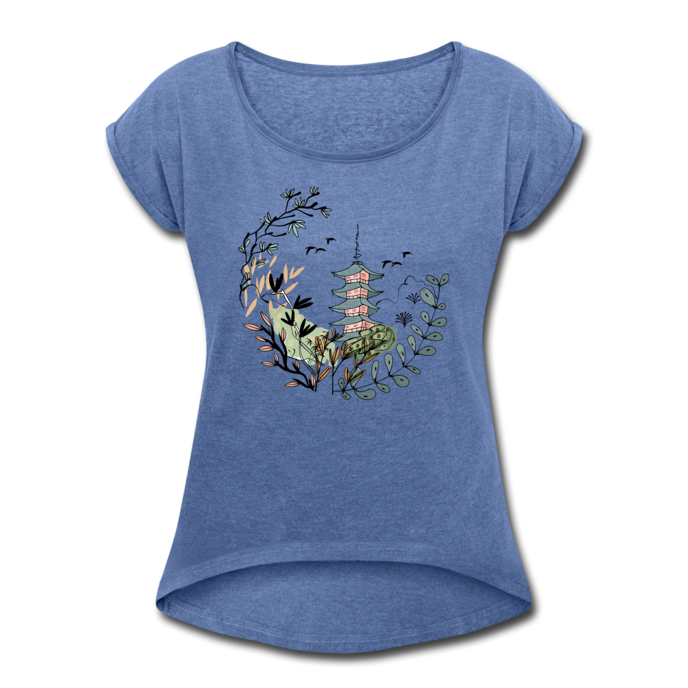 Frauen T-Shirt mit gerollten Ärmeln - Happy in Japan - Hinter dem Mond