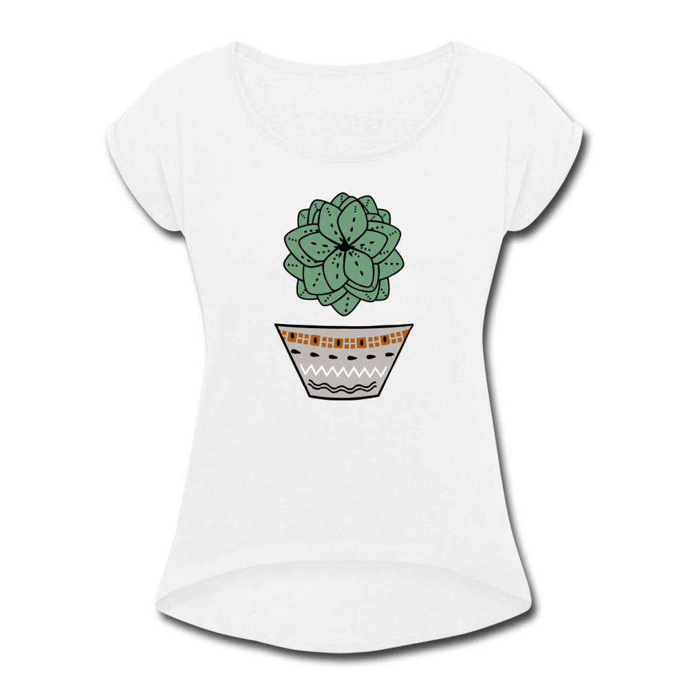 Women's T-Shirt with rolled up sleeves - "Sukkulent" - Hinter dem Mond