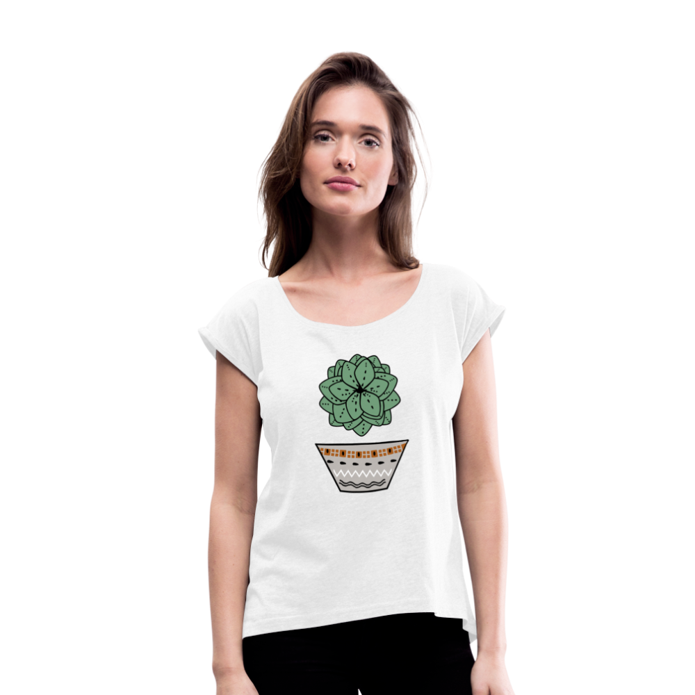 Women's T-Shirt with rolled up sleeves - "Sukkulent" - Hinter dem Mond
