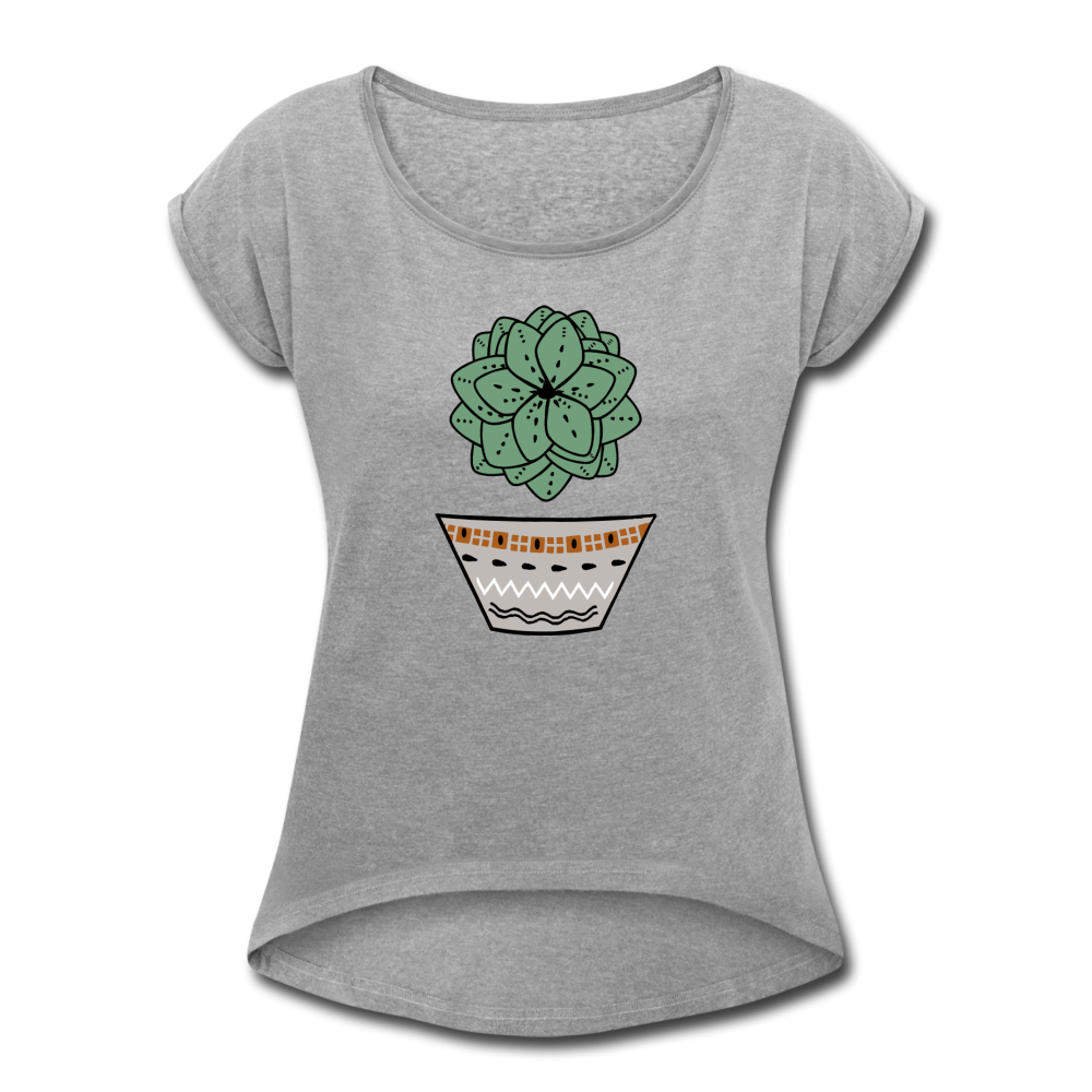Women's T-Shirt with rolled up sleeves - "Sukkulent" - Hinter dem Mond