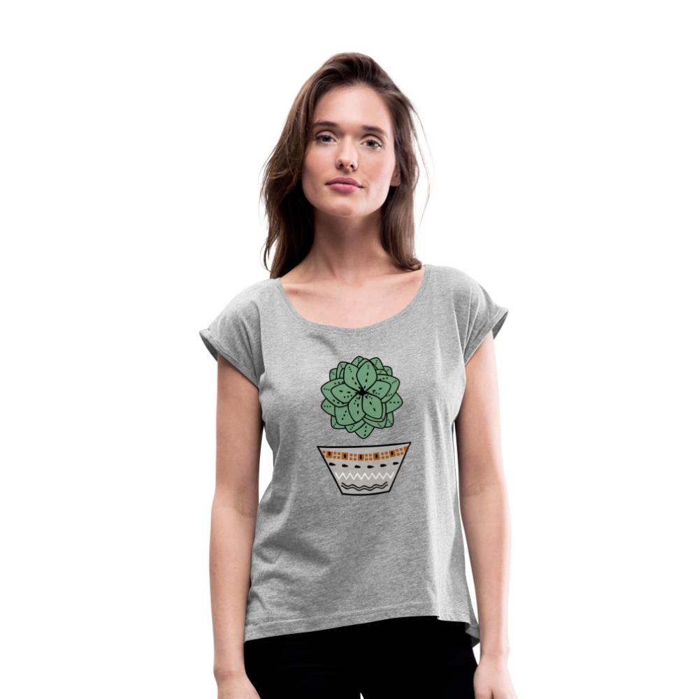Women's T-Shirt with rolled up sleeves - "Sukkulent" - Hinter dem Mond