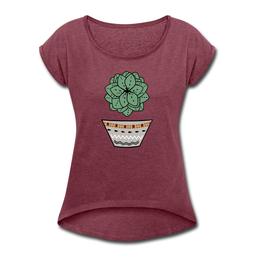 Women's T-Shirt with rolled up sleeves - "Sukkulent" - Hinter dem Mond