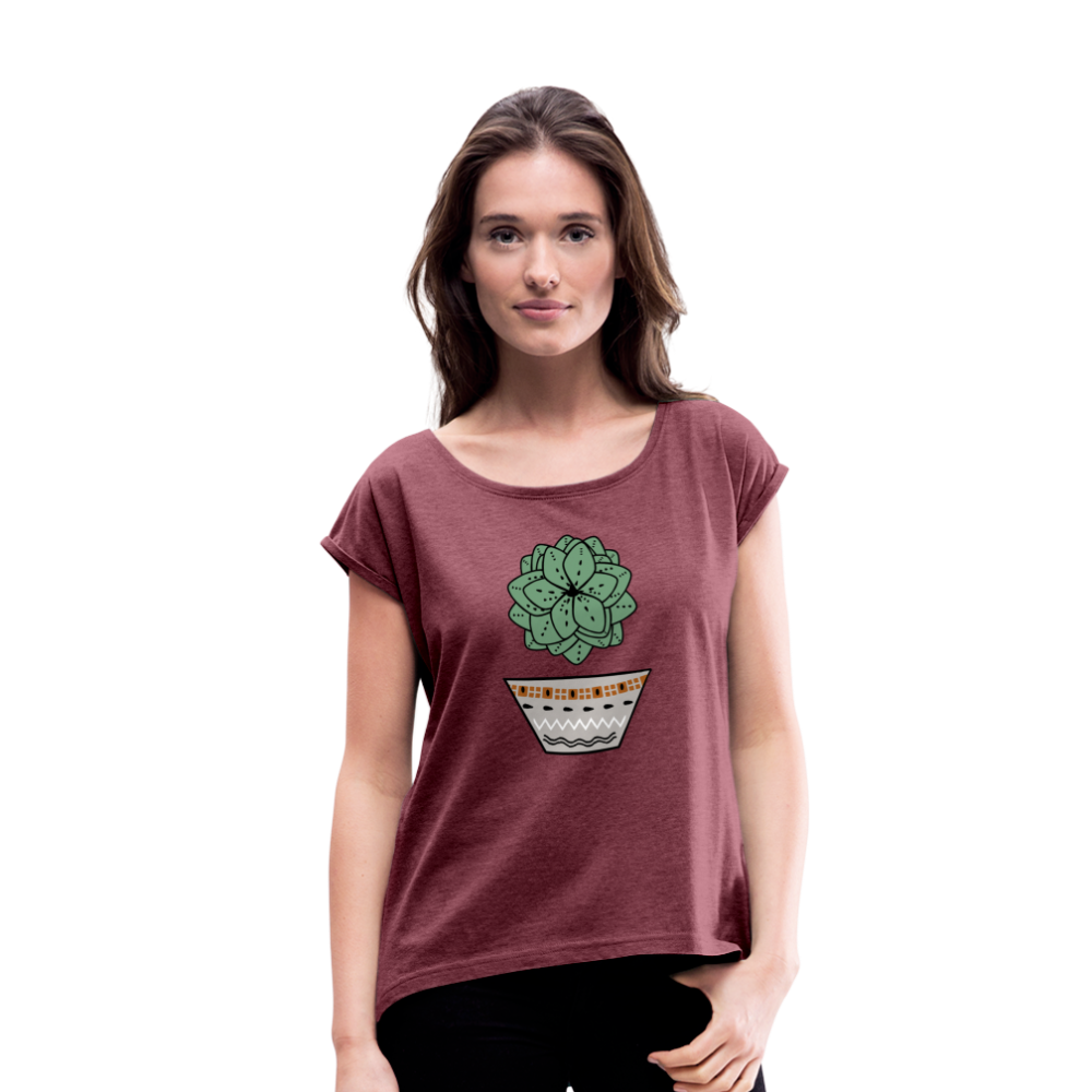 Women's T-Shirt with rolled up sleeves - "Sukkulent" - Hinter dem Mond