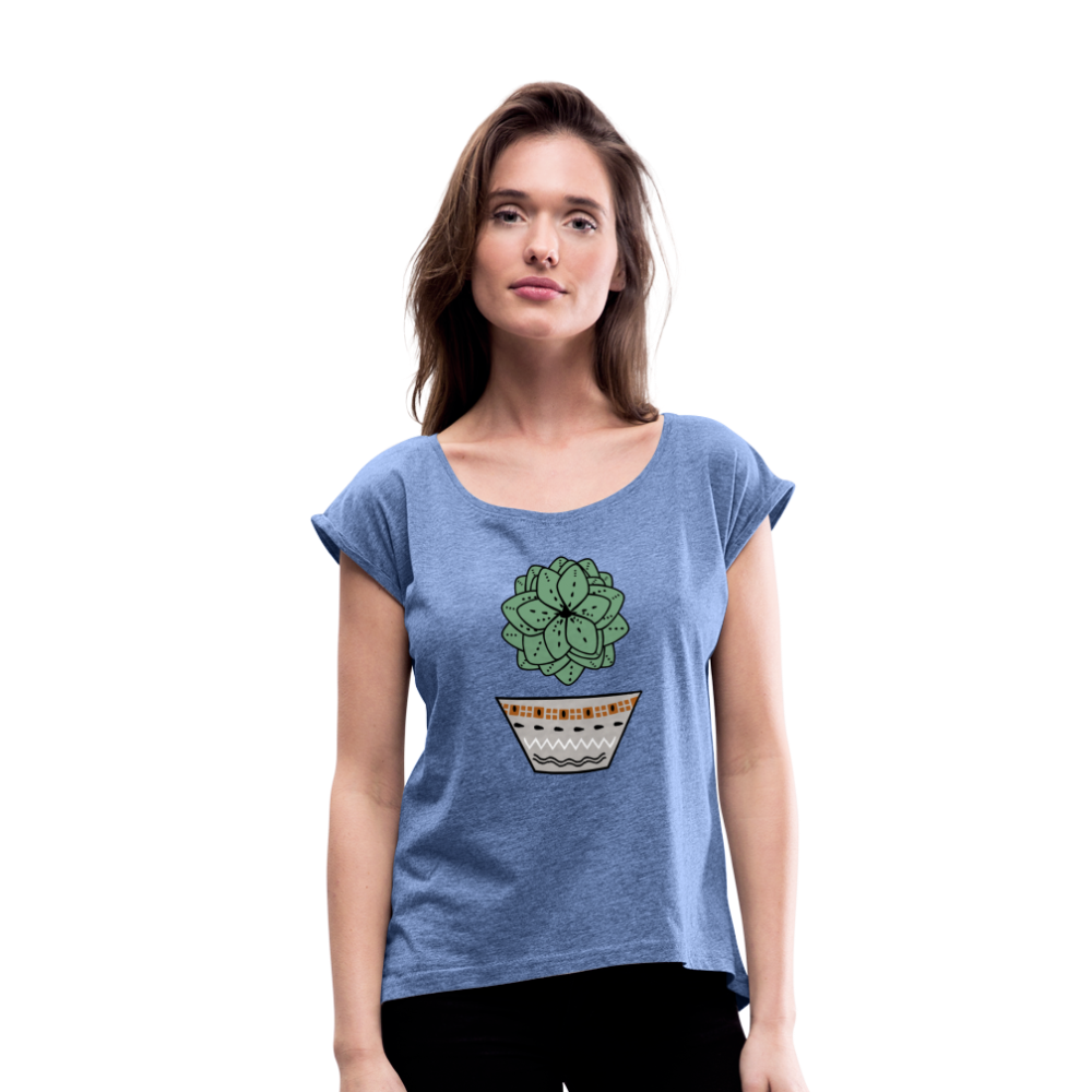 Women's T-Shirt with rolled up sleeves - "Sukkulent" - Hinter dem Mond