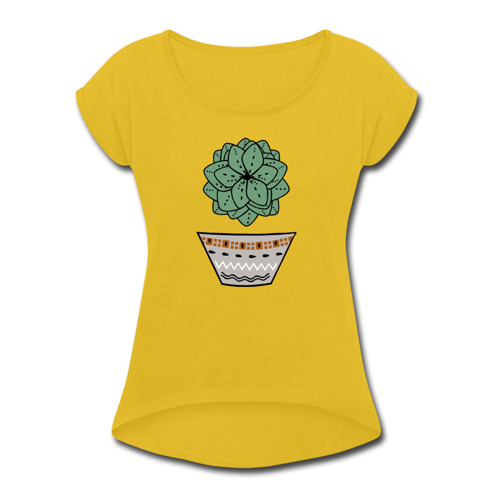 Women's T-Shirt with rolled up sleeves - "Sukkulent" - Hinter dem Mond