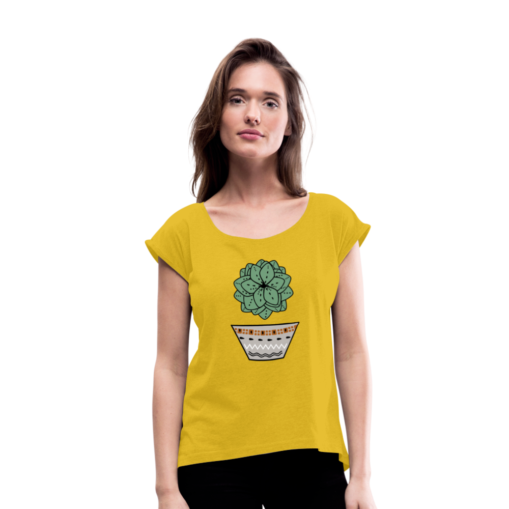 Women's T-Shirt with rolled up sleeves - "Sukkulent" - Hinter dem Mond