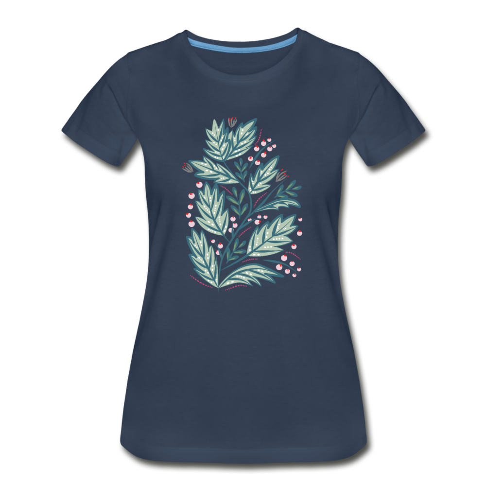 Women's Premium Organic T-Shirt - "Frühling Floral" - Navy
