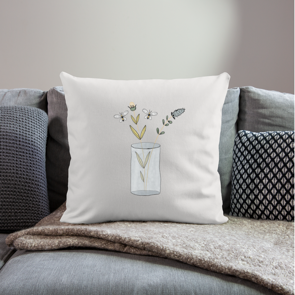 Sofa pillowcase 17,3'' x 17,3'' (45 x 45 cm) - "Kind malt Frühling" - Naturweiß