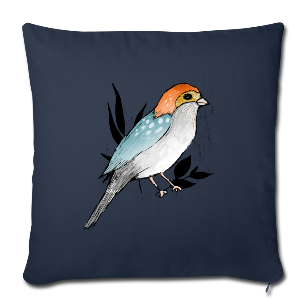 Sofakissen mit Füllung - "Vogel mit Tupfen" - Navy