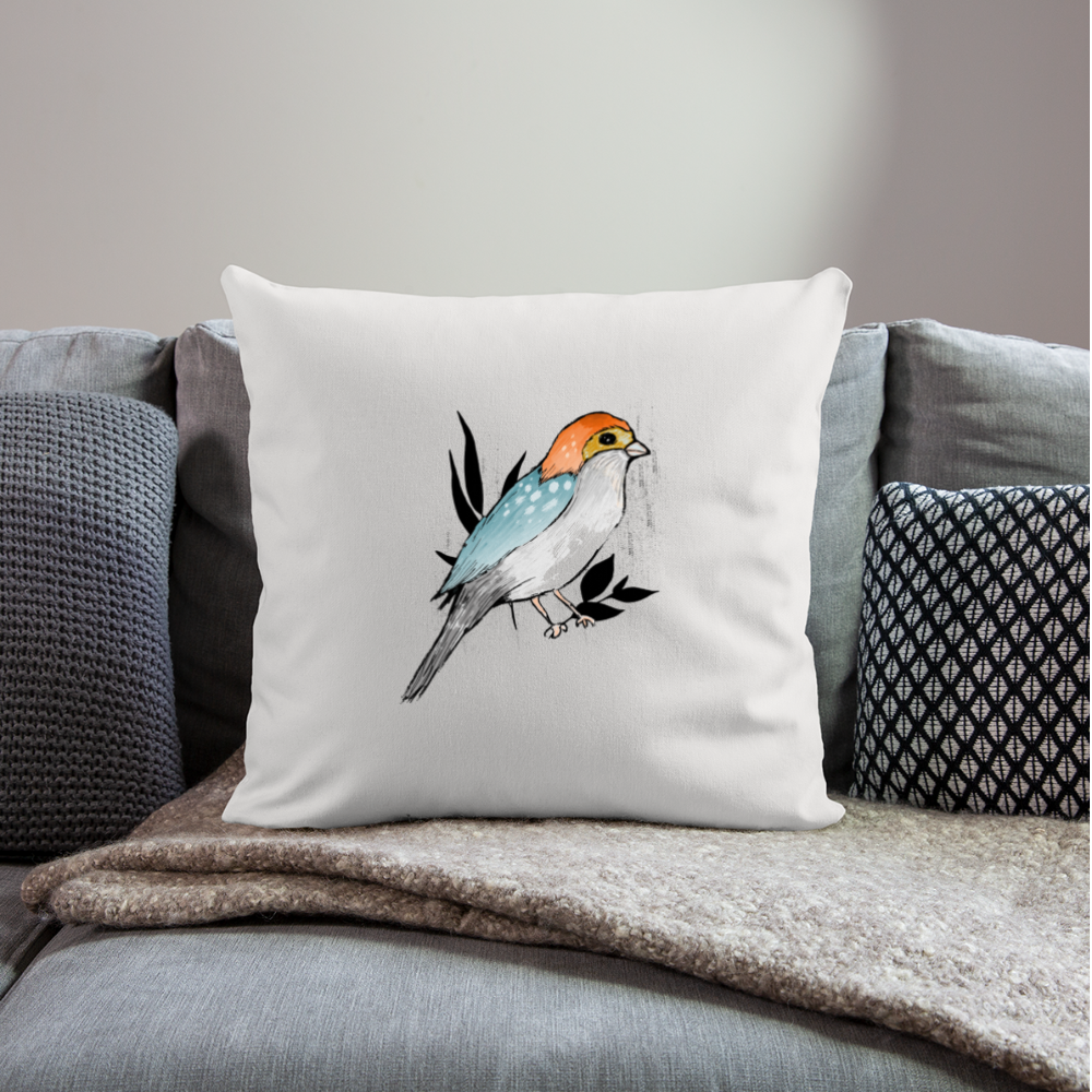 Sofakissen mit Füllung - "Vogel mit Tupfen" - Naturweiß