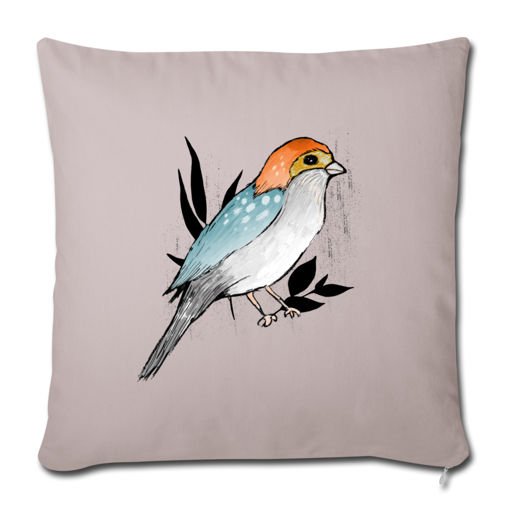 Sofakissen mit Füllung - "Vogel mit Tupfen" - helles Taupe