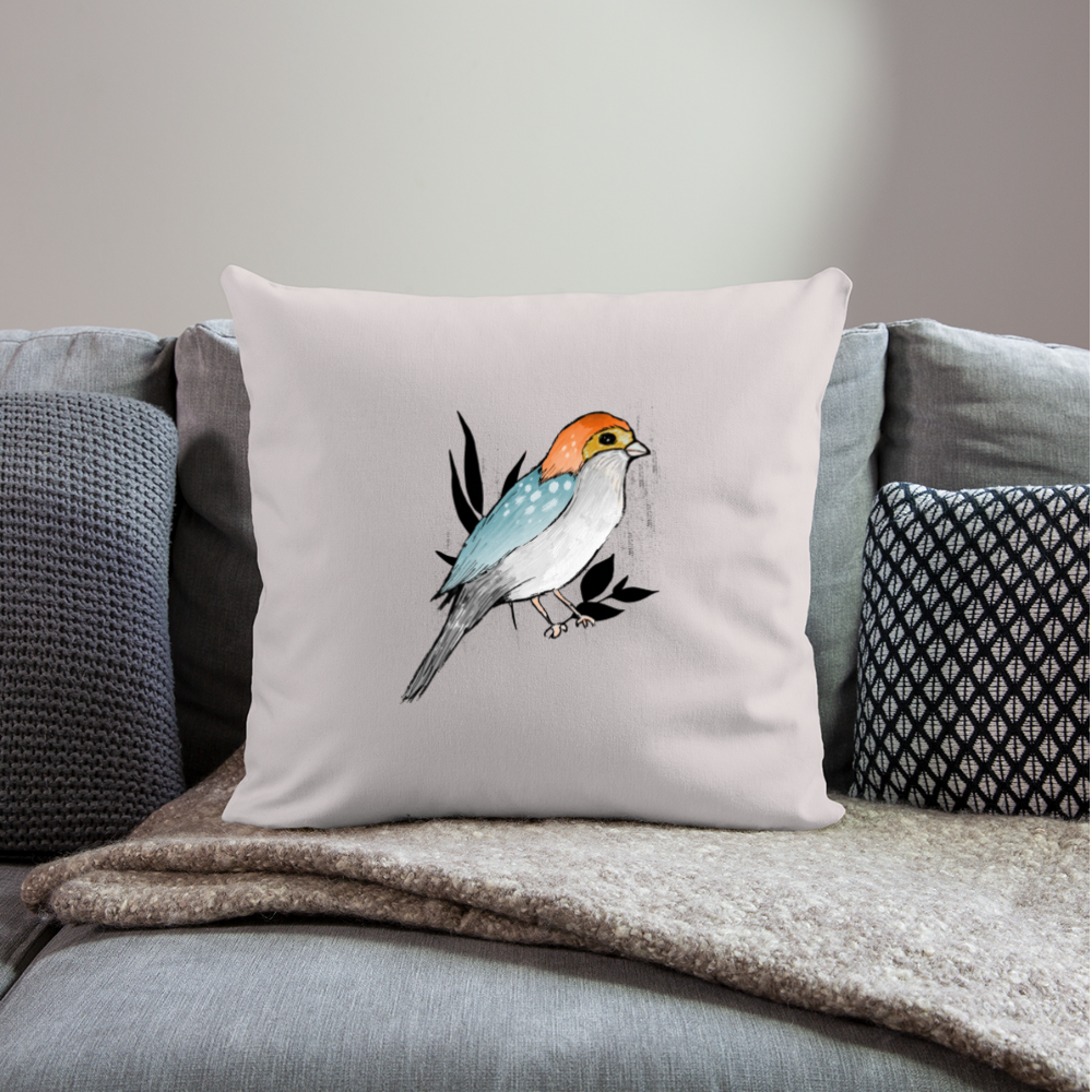 Sofakissen mit Füllung - "Vogel mit Tupfen" - helles Taupe