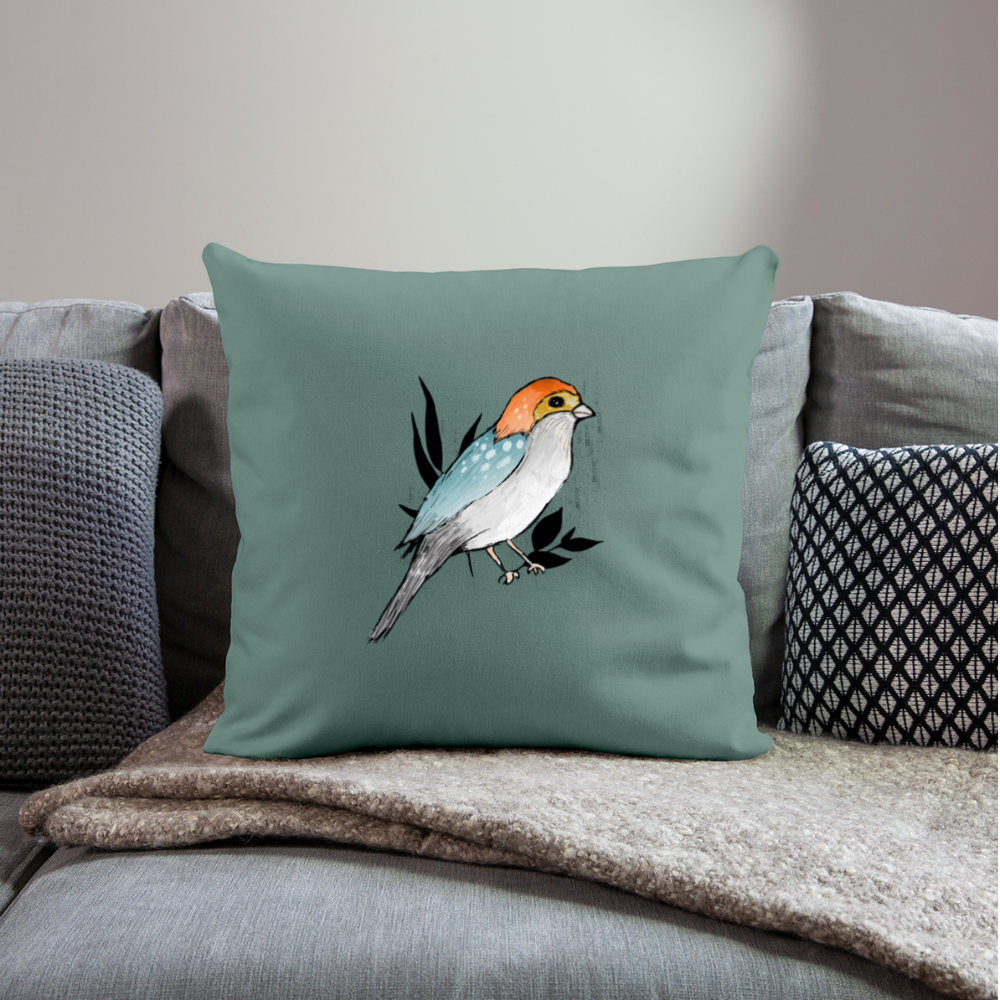 Sofakissen mit Füllung - "Vogel mit Tupfen" - Tanngrün