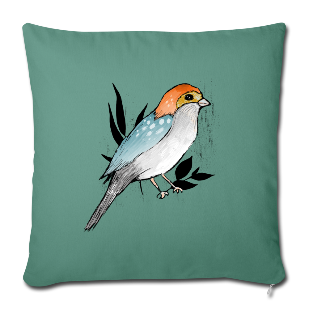 Sofakissen mit Füllung - "Vogel mit Tupfen" - Tanngrün