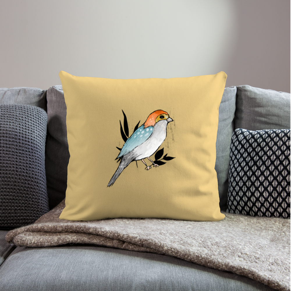 Sofakissen mit Füllung - "Vogel mit Tupfen" - Hellgelb
