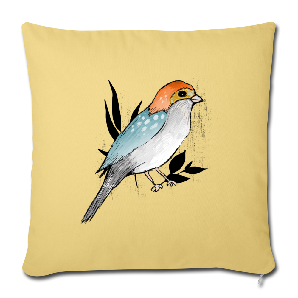 Sofakissen mit Füllung - "Vogel mit Tupfen" - Hellgelb
