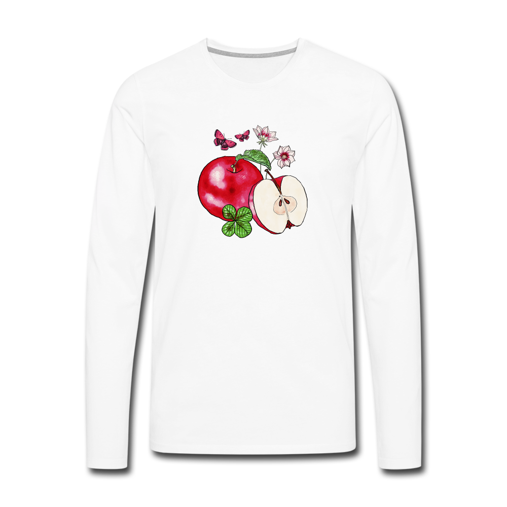 Männer Premium Langarmshirt - “Cottagecore Äpfel” - Weiß