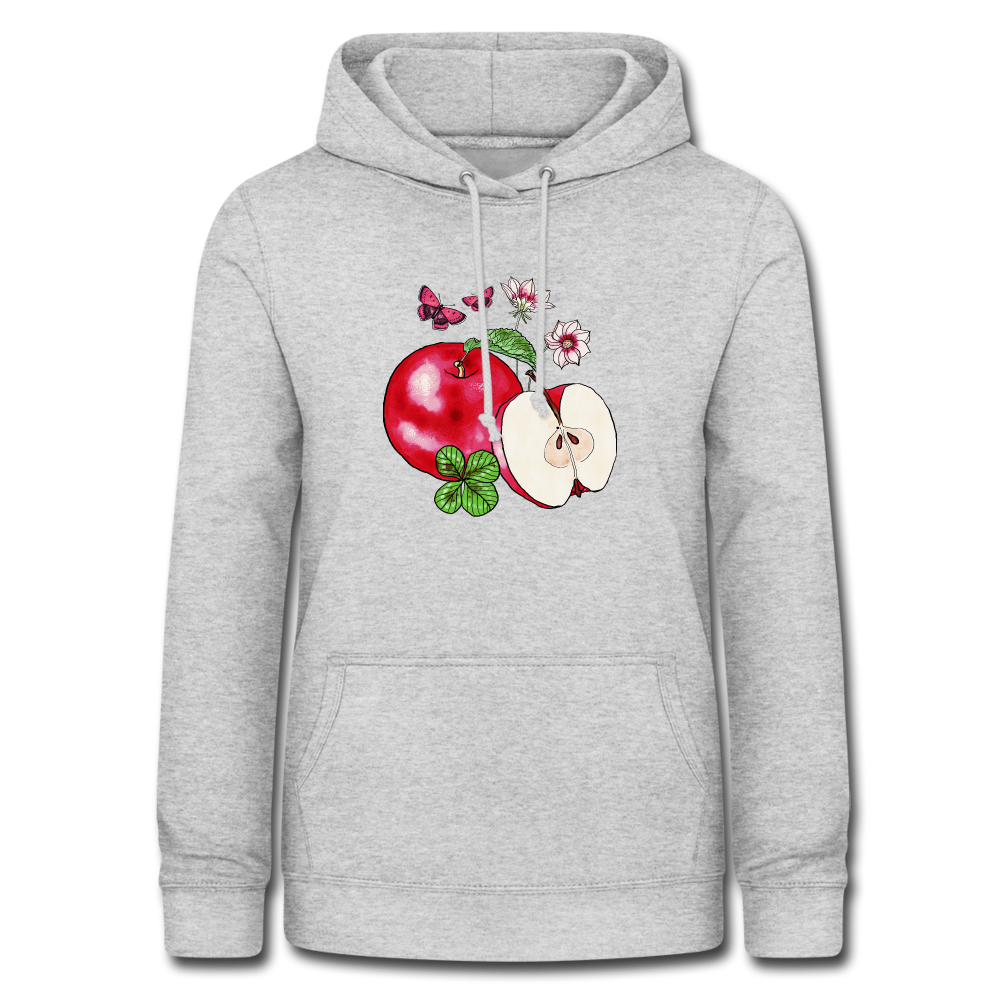 Frauen Hoodie - “Cottagecore Äpfel” - Hellgrau meliert