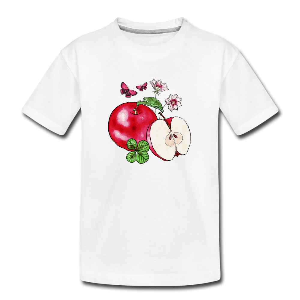 Teenager Premium Bio T-Shirt - “Cottagecore Äpfel” - Weiß