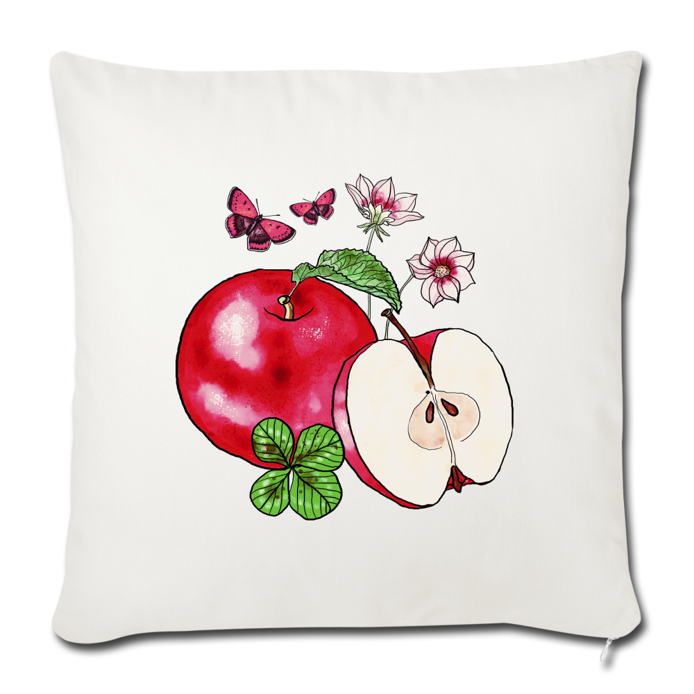 Sofakissen mit Füllung 44 x 44 cm - “Cottagecore Äpfel” - Naturweiß