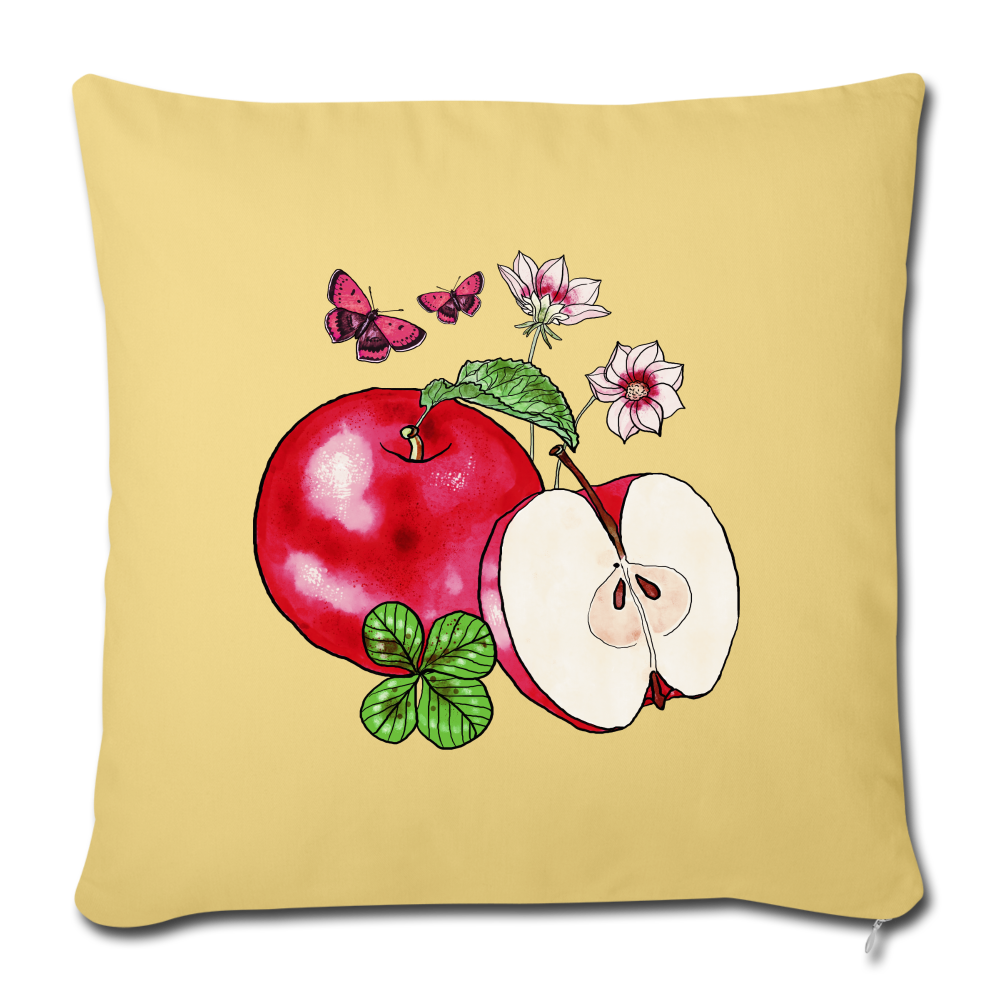 Sofakissen mit Füllung 44 x 44 cm - “Cottagecore Äpfel” - Hellgelb