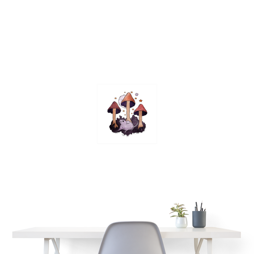 Maus im Märchenwald - Poster 40x40 cm - Weiß