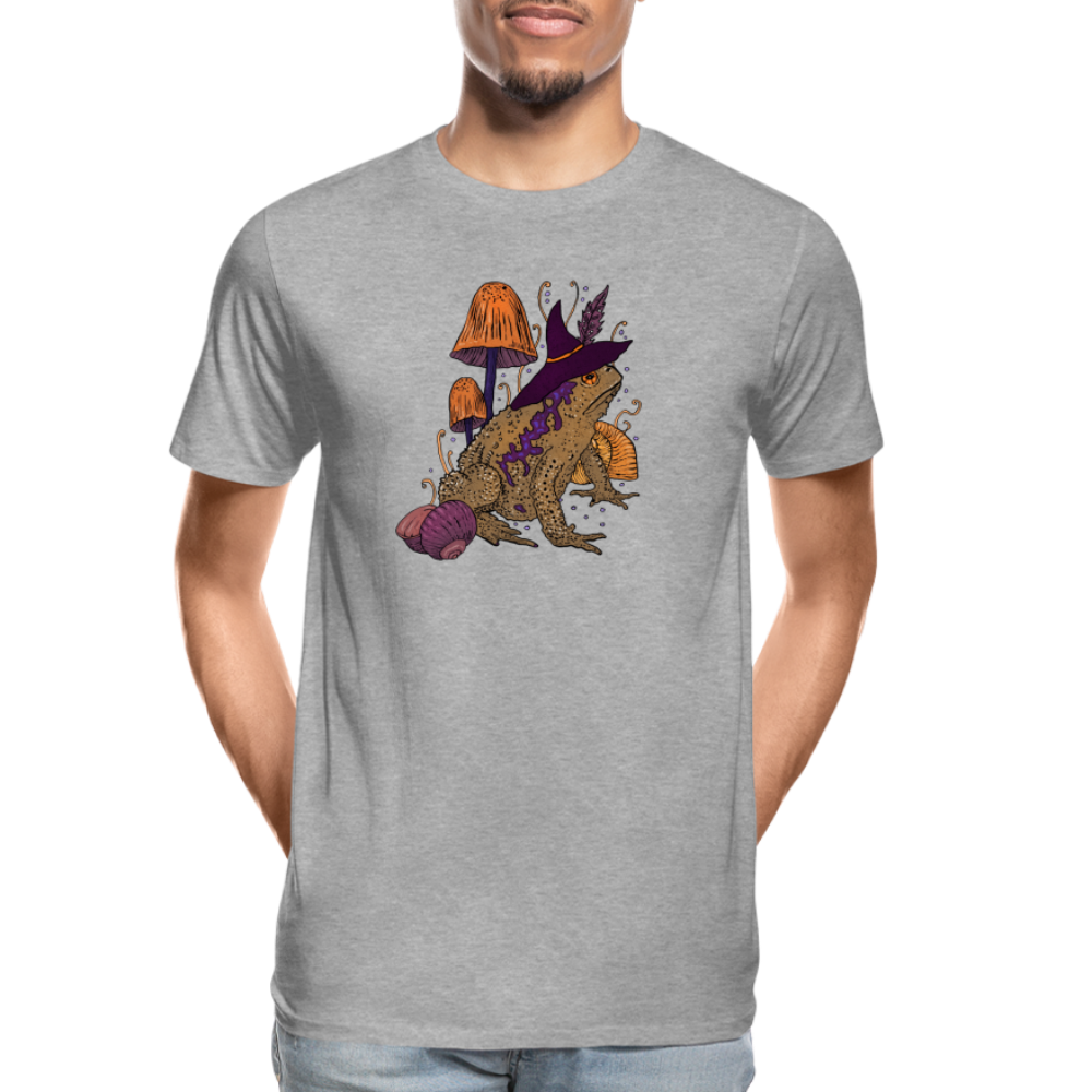 Männer Premium Bio T-Shirt - "Goblincore Kröte" - Grau meliert