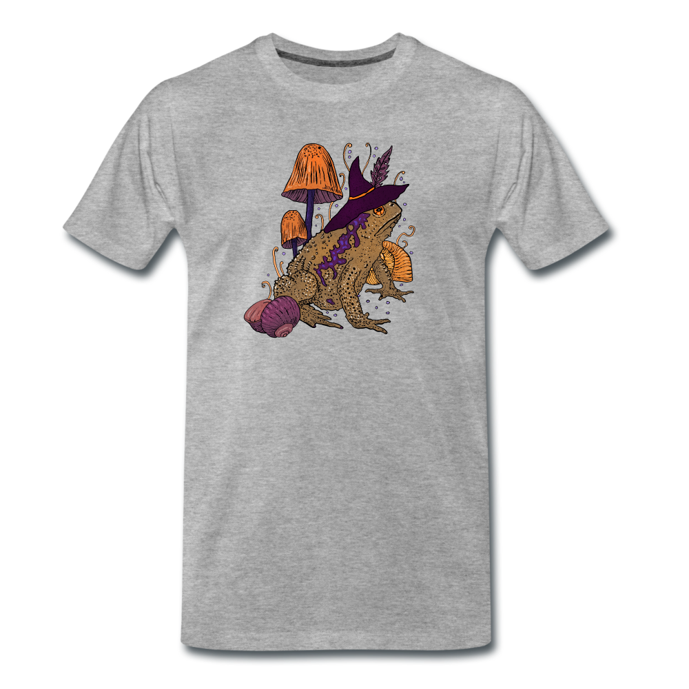 Männer Premium Bio T-Shirt - "Goblincore Kröte" - Grau meliert