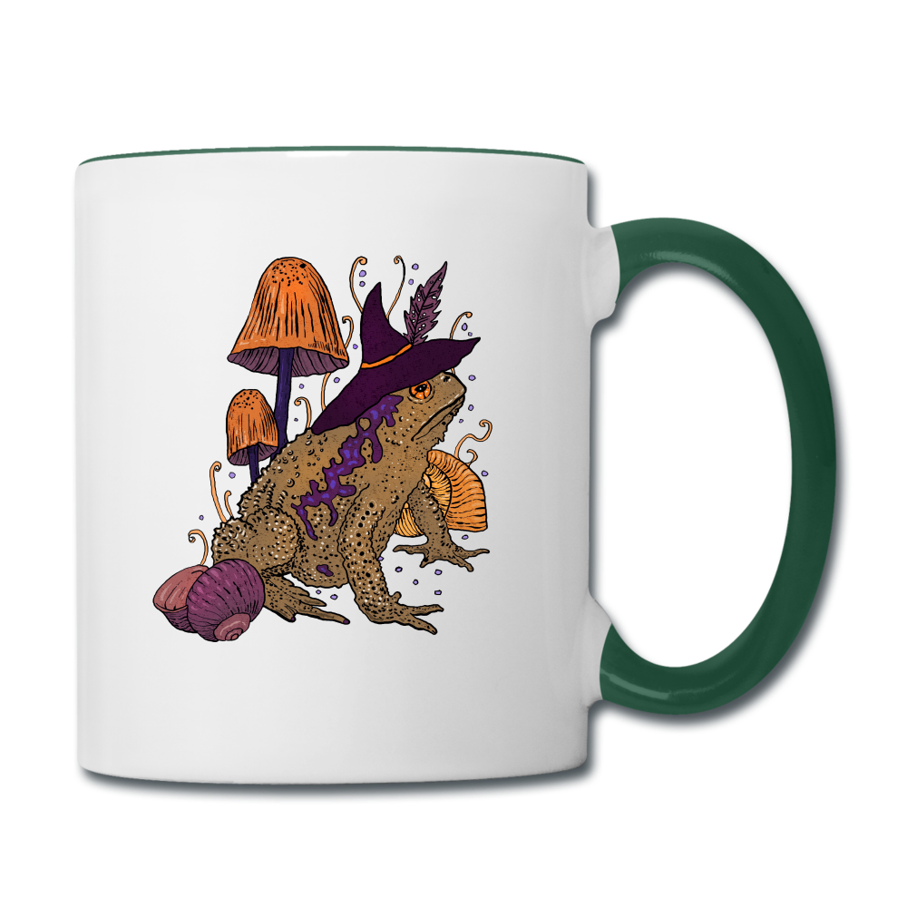 Tasse zweifarbig “Goblincore Kröte“ - Weiß/Dunkelgrün